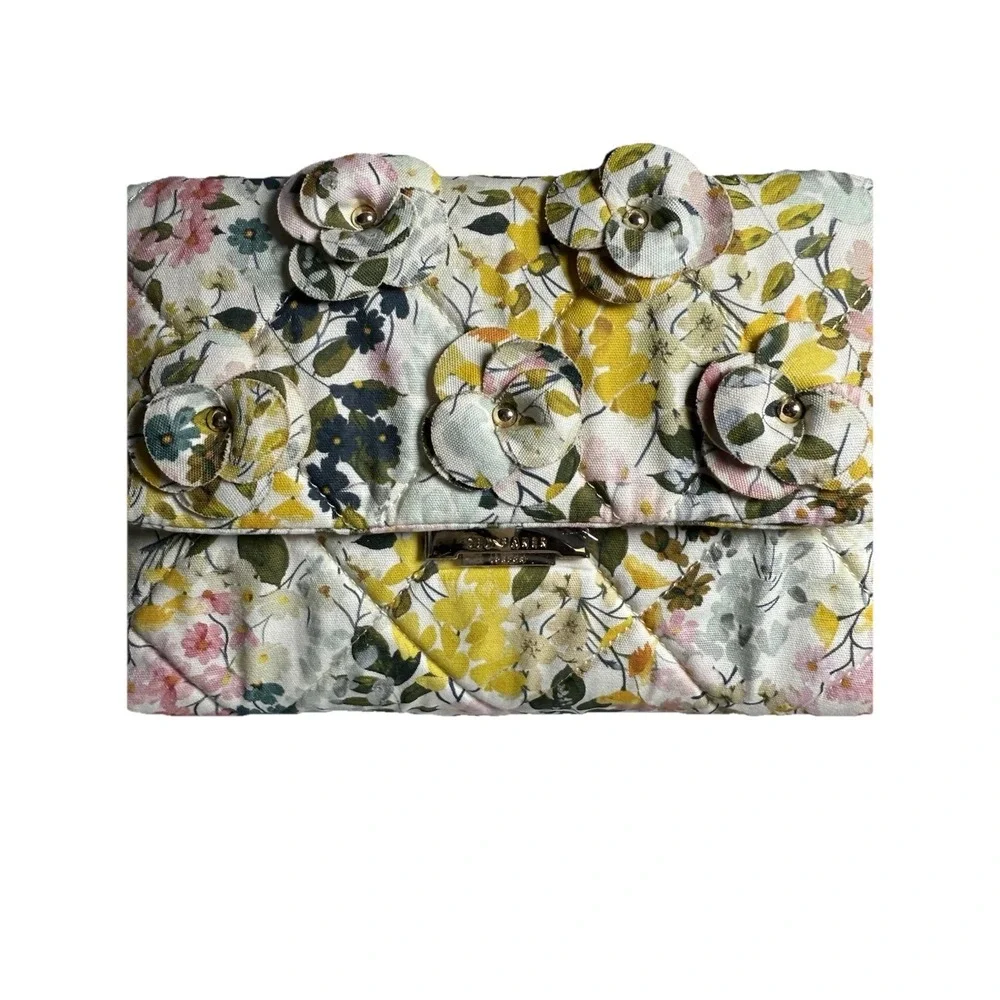 NWT TED‎ BAKER Ginn Marie Gold chain Flap CrossBody Bag Floral Applique Quilted